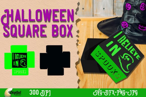 3D Box. Halloween Square Box Paper Cut