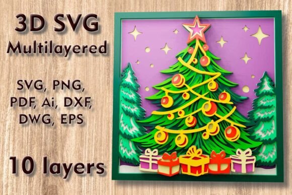 3D Christmas Tree SVG for Laser Cutting & Winter Crafts