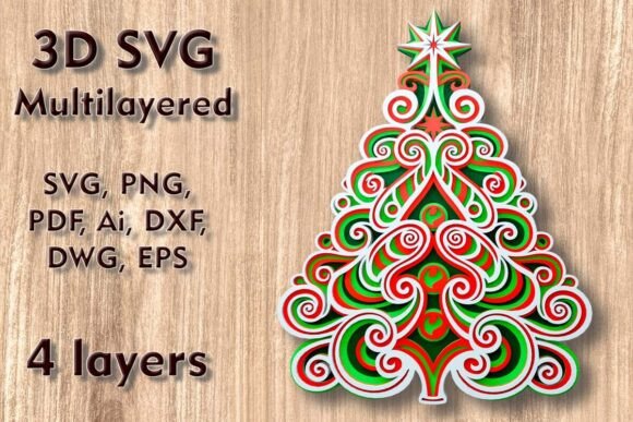 3D Christmas Tree SVG for Laser Cutting & Winter Crafts
