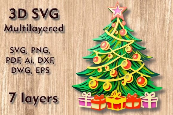 3D Christmas Tree SVG for Laser Cutting & Winter Sales