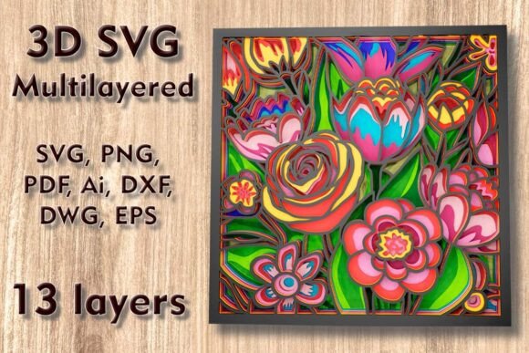 3D Flower SVG for Laser Cutting Wall Decor