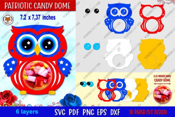 3D Patriotic Owl Candy Dome SVG