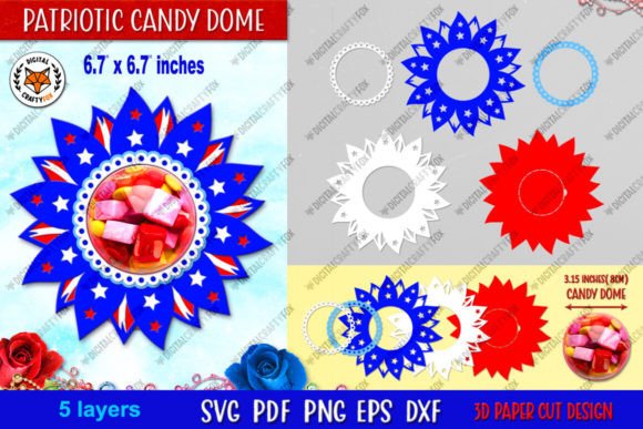 3D Patriotic Sunflower Candy Dome SVG