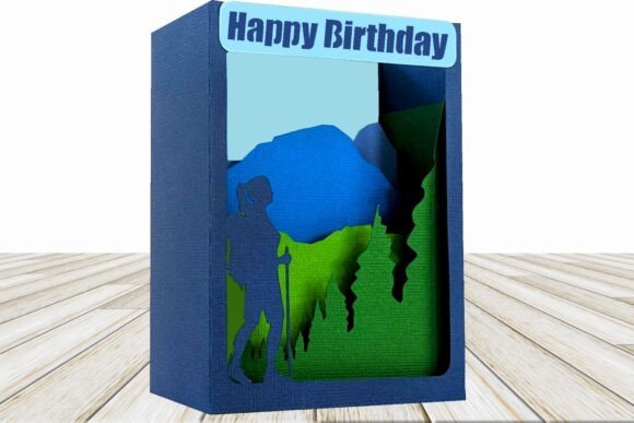 3D SVG Mountain Hike Shadowbox Card