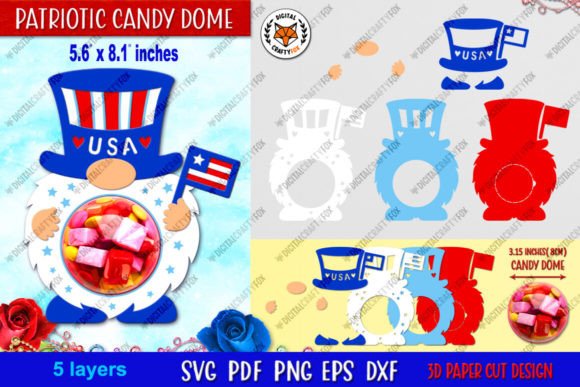 3D SVG Patriotic Gnome Candy Dome