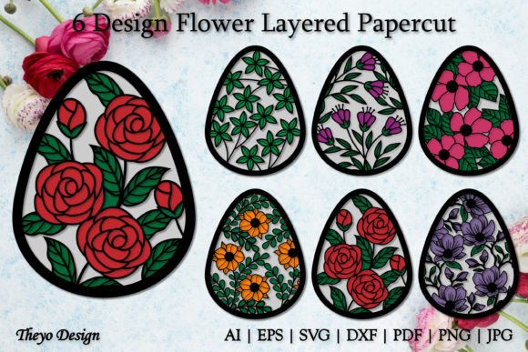 6 Design Flower 3D SVG Shapes for Branding