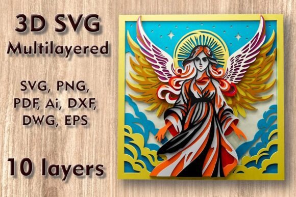 Angel 3D SVG for Winter Christmas Laser Cutting