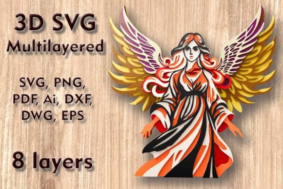 Angel 3D SVG for Winter Christmas Laser Cutting