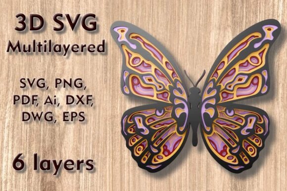 Butterfly 3D SVG for Laser Cutting Wall Decor