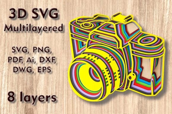 Camera 3D SVG: Laser Cutting for Wall Decor