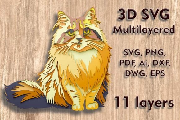Cat 3D SVG for Laser Cutting Wall Decor