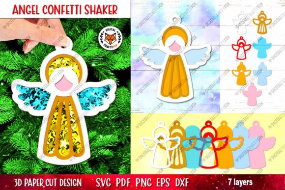 Christmas Angel Confetti Shaker SVG: 3D SVG Magic
