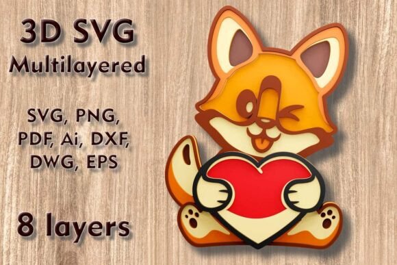 Corgi 3D SVG for Laser Cutting Wall Decor