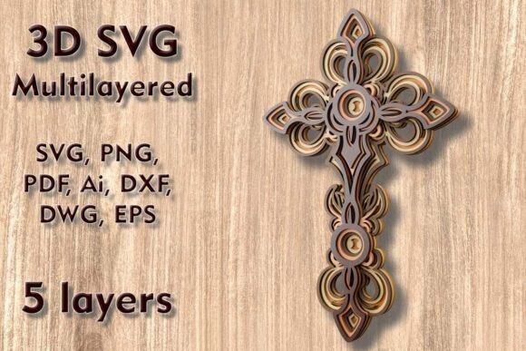 Cross 3D SVG for Laser Cutting Ornaments