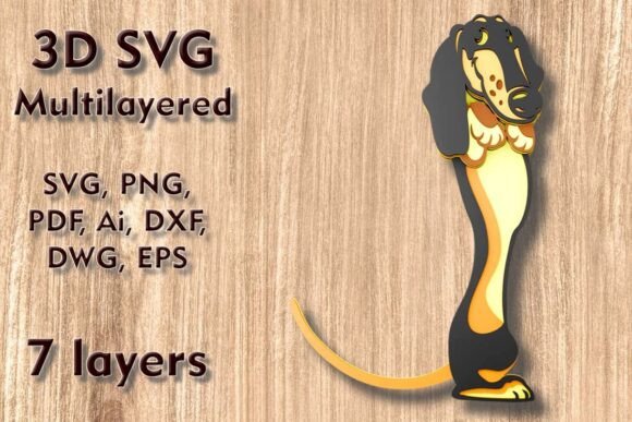 Dachshund 3D SVG: Laser Cutting for Wall Decor