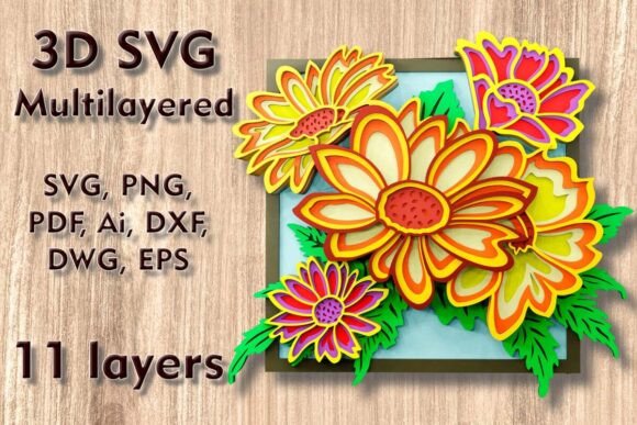 Daisies 3D SVG for Laser Cutting & Wall Decor