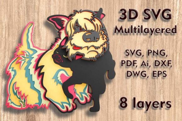 Dog and Cat 3D SVG for Laser Cutting Wall Decor