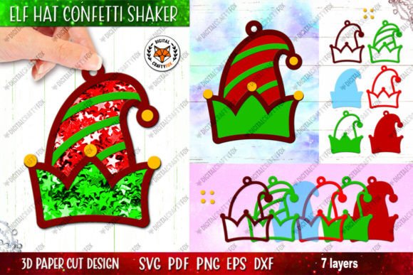 Elf Hat Confetti Shaker SVG for Christmas Marketing