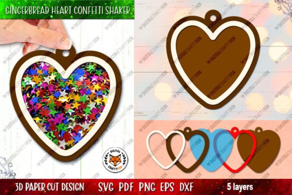 Gingerbread Heart Confetti Shaker SVG: A 3D Christmas Asset