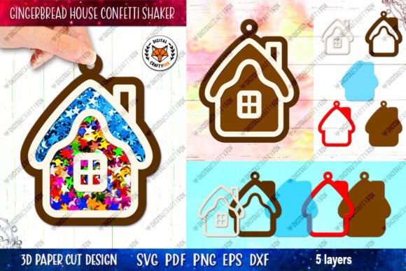 Gingerbread House Confetti Shaker 3D SVG for Christmas