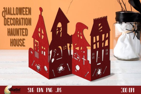 Haunted Houses Paper Cut. 3D SVG