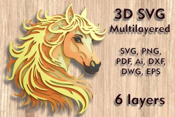 Horse 3D SVG for Laser Cutting Wall Decor