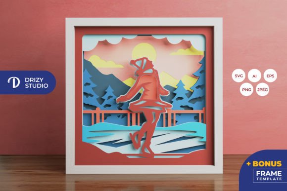 Ice Skating in Frozen Lake 3D SVG