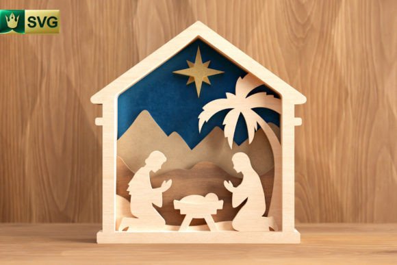Nativity Scene 3D Layered SVG V1 for Laser Cutting