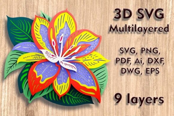 Orchid 3D SVG for Laser Cutting Wall Decor