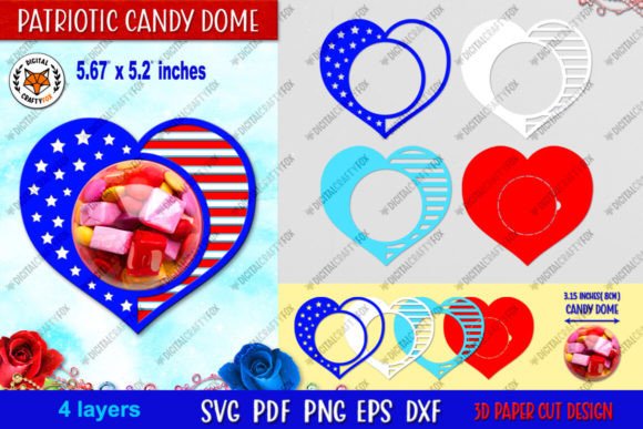 Patriotic Heart Candy Dome SVG