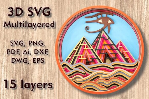 Pyramids 3D SVG: Laser Cutting Wall Decor