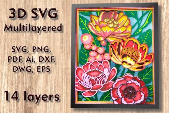 Review: Peony 3D SVG Multilayer Laser Files for Embroidery