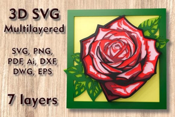 Rose 3D SVG: Laser Cutting for Premium Wall Decor
