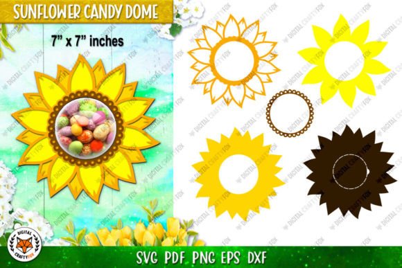 Sunflower Candy Dome Holder SVG 3D Paper Flowers