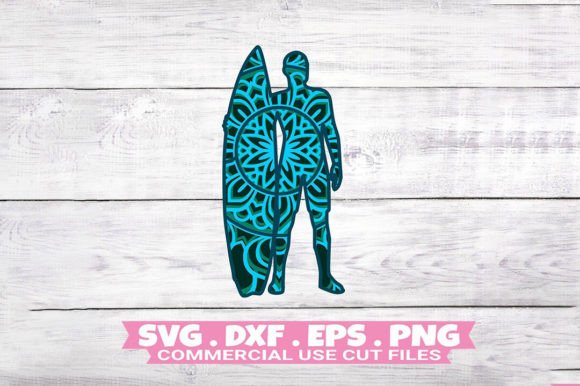 Surfer Layered SVG for Crafts and Graphics