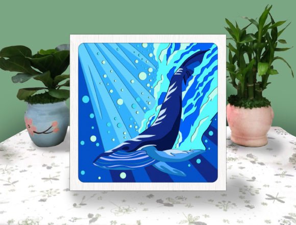 WHALE 3D Box Paper Svg